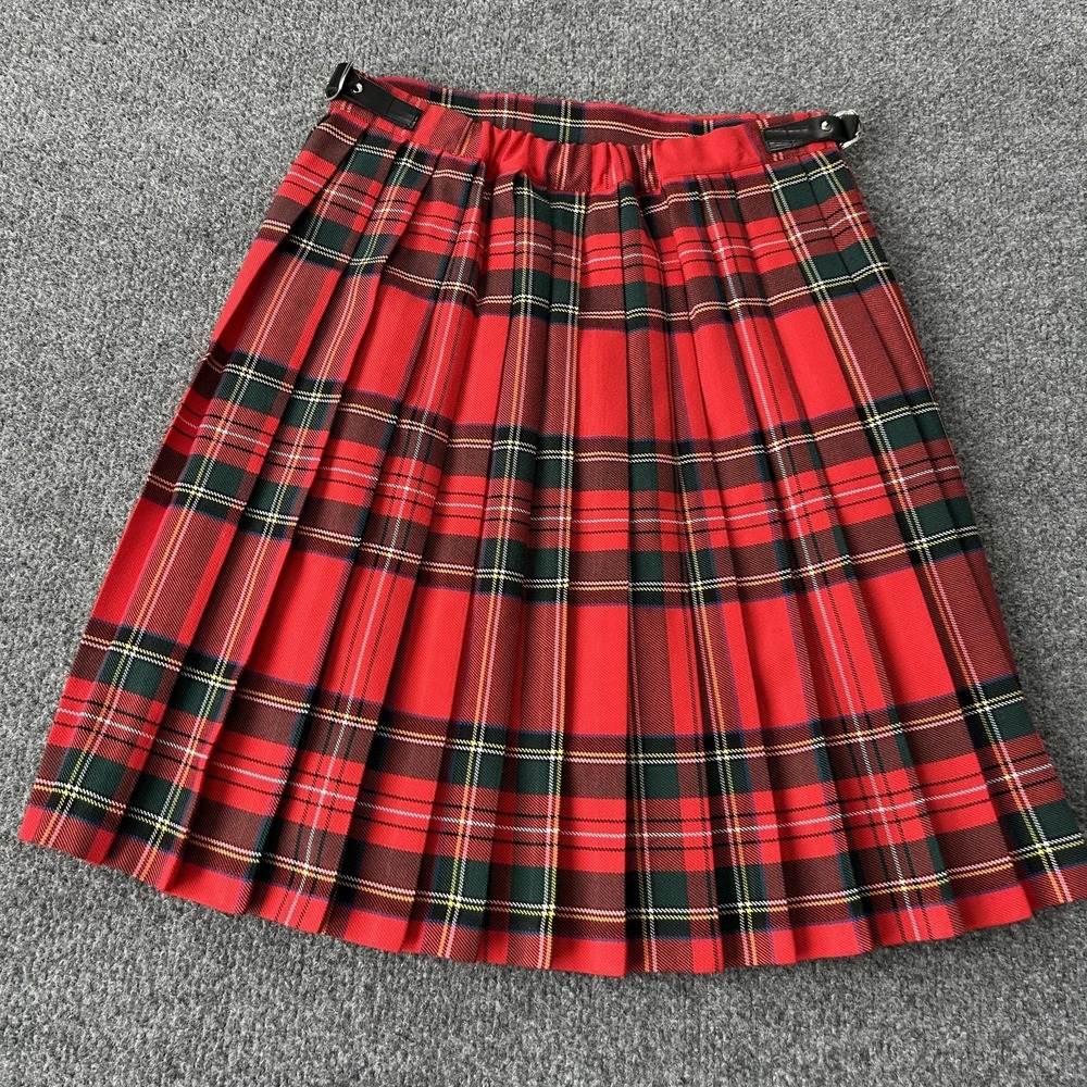 O'Neil Of Dublin Skirt Girls 7-8 Red Plaid Pleated School Kilt Buckle Ireland - Picture 9 of 10